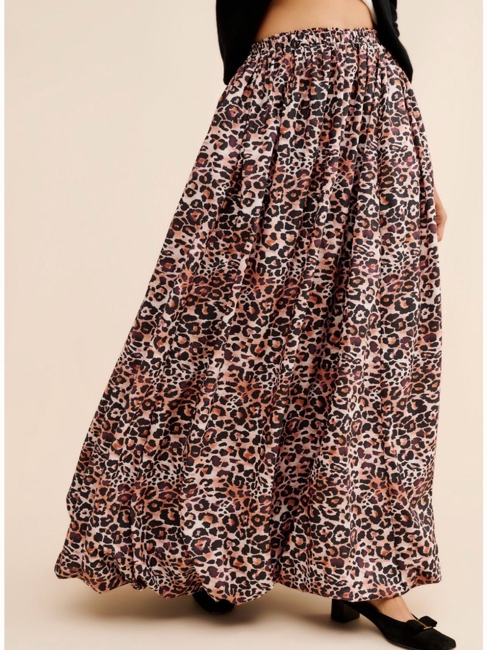 Maeve Pink and Black Leopard Print Maxi Skirt